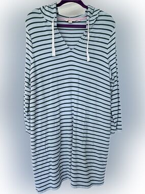 Boden Imelda Striped Hooded Tunic Dress Blue Green US 10 / UK 14
